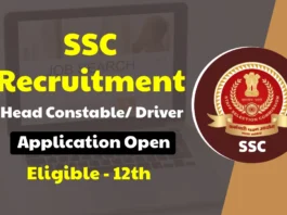 SSC Constable Recruitment 2025 Apply Online for Head Constable, Driver posts