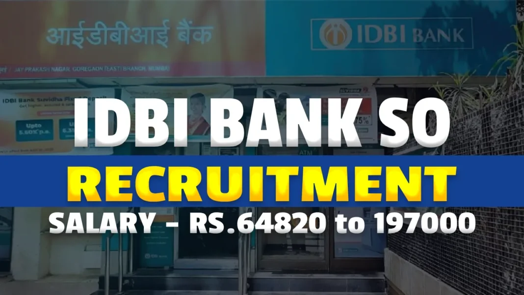 IDBI Bank SO Recruitment 2026, Apply Online for Specialist Officer Posts
