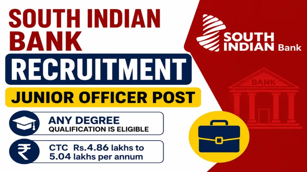 South Indian Bank Junior Officer Recruitment 2026 Out Now, Any Degree Candidates can Apply Online